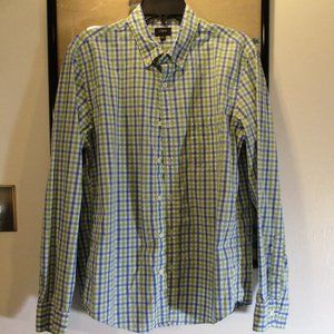 J. Crew slim fit button down gingham green blue large